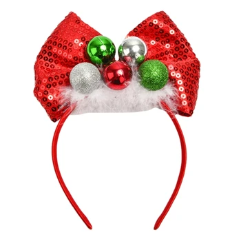 אדום פאייטים Bowknot צורת בגימור אופנת הכובעים רב תכליתי מסיבת חג המולד הופעות שיער חישוק על אישה.