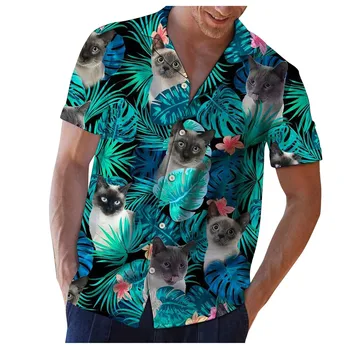 חוג צמחים 3d להדפיס חולצות גברים, נשים, חולצות גברים ייעוד החולצה דש החולצה קובה Camisas החולצה חתול