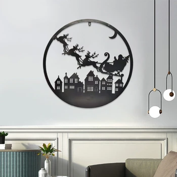 קיר מתכת ארט חג המולד אייל צבי קיר הבית פיסול תלוי הסלון