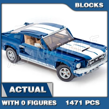1471pcs יצירתי מומחה 1960 מוסטנג רכב כהה-כחול לבן המירוץ מנוע V8 11293 בניין צעצוע תואם את המודל