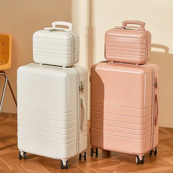 נסיעות מזוודה על גלגלים, מזוודות טרולי להגדיר ABS+PC הסיסמה משקל המזוודות אופנת נשים רוכסן לשאת על מזוודות