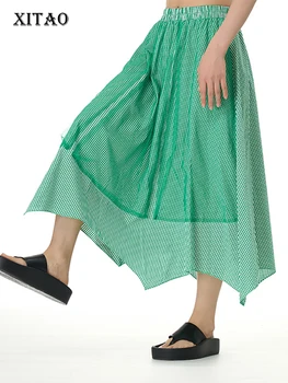 XITAO לא סדיר חצאית רופף אופנה רשת טלאים נשים מזדמנים פשטות המזג כל-התאמת החצאית 2023 חדש HQQ1044