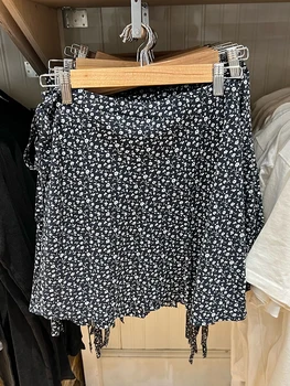 נשים קיץ מיני לעטוף חצאיות חמוד אביזרי סגנון שיפון גבוהה המותניים קו החצאית Harajuku משובח מתוק שרוכים לחיים חדשים