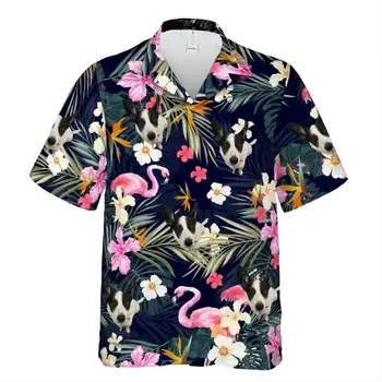 2023 חם מכירה הוואי סגנון רחוב גברים החולצה של הדפסת 3D עץ קוקוס מחמד חמוד כלבלב סדרה מגמת אופנה מגניב של גברים החולצה