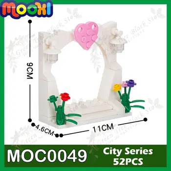 MOC0049 52PCS העיר סדרה החתונה קשת אבני הבניין DIY לבבות פרחים צמחים קישוט דגמי הרכבה לבנים, צעצועים עבור ילדים.