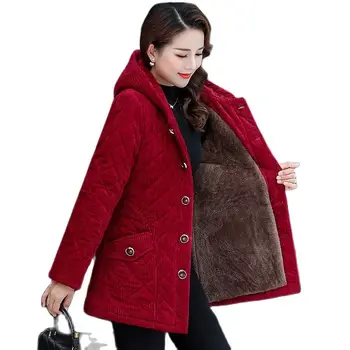 החורף קורדרוי נשים מעיל ז ' קט המשאף חורף חדש בסגנון קוריאני זמן נשים מעל הברך כותנה מרופד מעיל חם