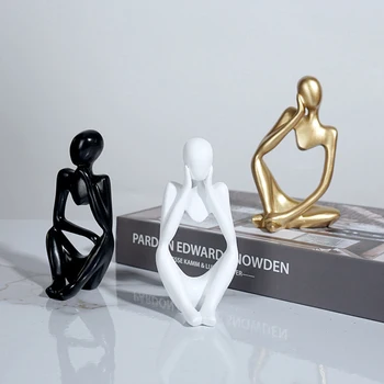 3pcs סט חמוד מצחיק מרובים מיני בסגנון מופשט אמנות הדמות שולחן פסל פסל פסל בית שולחן עבודה עיצוב קישוט