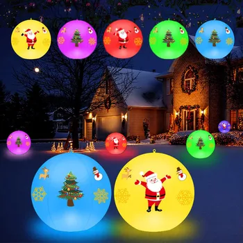 DIY מדבקות קישוטי חג המולד מתנפחים LED זוהר כדורי חג המולד מסיבת אורות אורות השמש RGB צבעונית בד זרוק 12x15