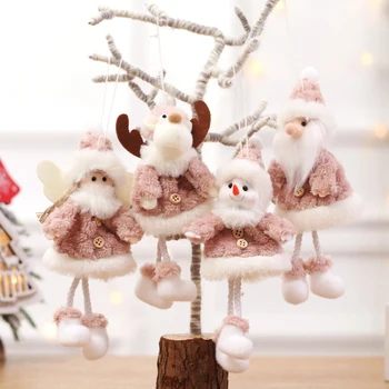חג המולד קטיפה סנטה קלאוס, איש שלג מלאך בובה תליון קישוט עץ חג המולד תלוי קישוט הבית 2024 מסיבת שנה החדשה תפאורה ילדים