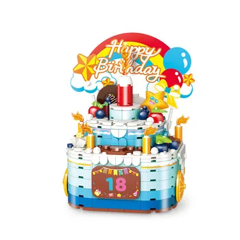 עוגת יום הולדת הנגינה בלוק עם מספר מדבקות DIY בניין לבנים צעצוע עבור הילדים הבנות עיצוב הבית