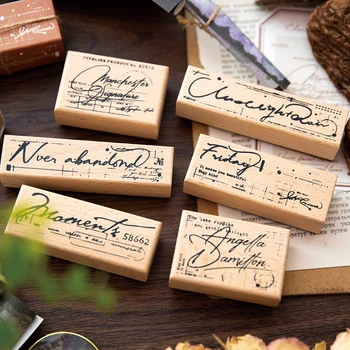 6packs/רבה רומנטי הקדמה סדרת עץ DIY חותמת גומי חותמות נייר מכתבים עיצוב אלבומים סטנדרטיים חותמת