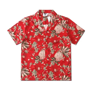 בקיץ אנשים חדשים מזדמנים אננס להדפיס חולצה אוהבי האופנה שרוול קצר מגניב דק רופף החוף הוואי Harajuku דש חולצות