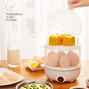 מיני אלקטריק ביצה הדוד רב תכליתי 2-Layer ארוחת בוקר היוצר כוח אוטומטי את תקע אמריקאי עם כוס מדידה גאדג ' טים למטבח