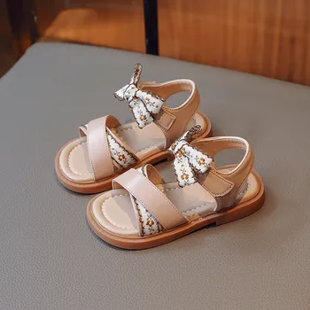 ילדים של בנות סנדלי פרח תבנית בוהן פתוח נעלי רך התחתונה נסיכה נעלי נעלי החוף הופשט שקופיות ג ' לי תינוק סנדלים