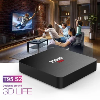 T95 S2 תיבת הטלוויזיה אנדרואיד 7.1 הטלוויזיה Box 2GB + 16GB Amlogic S905W ליבות 2.4 GHz WiFi בידור ביתי אנדרואיד להגדיר העליון הטלוויזיה Box