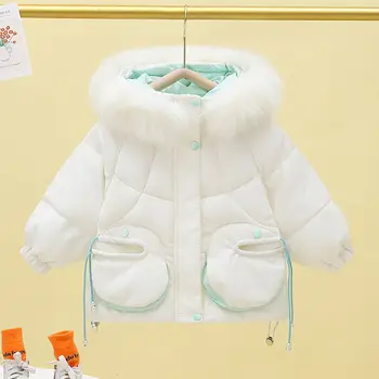 החורף החדש של בנות לחם חליפת כותנה מעיל החורף להתלבש מעובה קצר כותנה מעיל נכון צמר צווארון קוריאנית תינוק כותנה מעיל