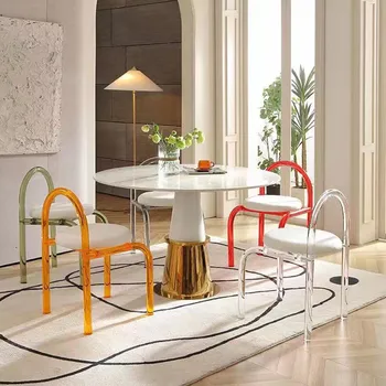 אור יוקרה נורדי איפור פשוט הכיסא אקריליק מזדמן עיצוב משענת כיסא האוכל אופנה ציצית הכיסא
