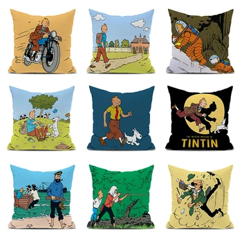 זוג ציפות לכרית 50x50 Tintins יוקרה הספה כריות דקורטיביות של הילדים כריות השינה על הכרית 40 * 40 Kawaii