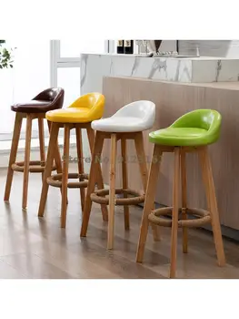 עץ מלא בר הכיסא הנורדית המודרנית פשוט בר הכיסא משק הבית בחזרה כסא בר דלפק קבלה חלב תה חנות פנאי גבוהה צואה