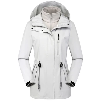 שלוש-in-one מעילי נשים מעיל רוח להסרה רעיוני רצועת Windproof, עמיד למים לנשימה מעובה חם מעיל מעילים