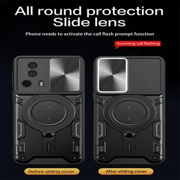 Xiomi 13 לייט במקרה Push Pull חלון Shockproof שריון Coque Xiaomi Mi 13 12 לייט 12T 11T Pro לכסות טבעת מתכת בעל Etui